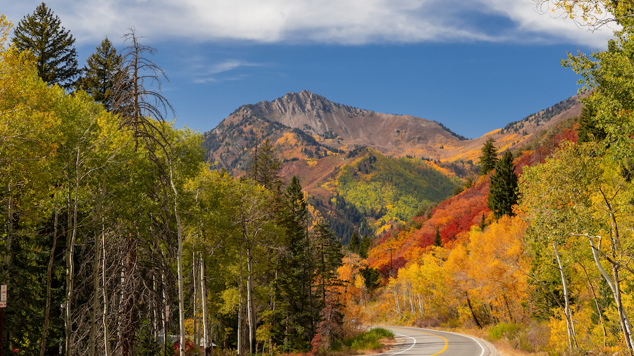 Scenic fall drive outside Park City Utah