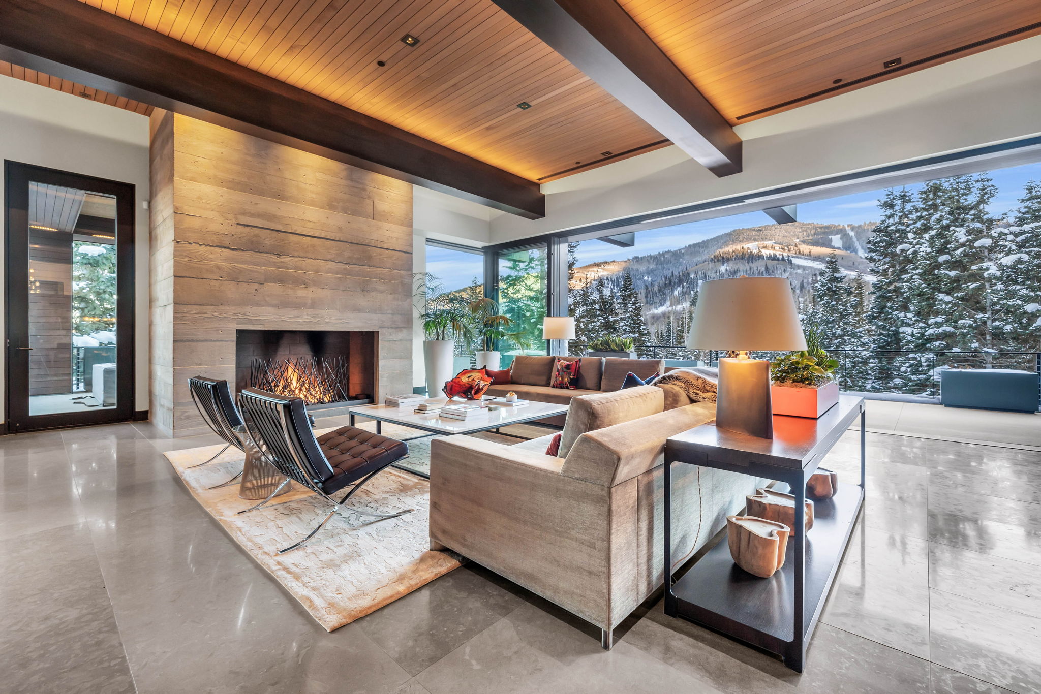 Gorgeous ski area views from one of our luxury Park City vacation rentals living room