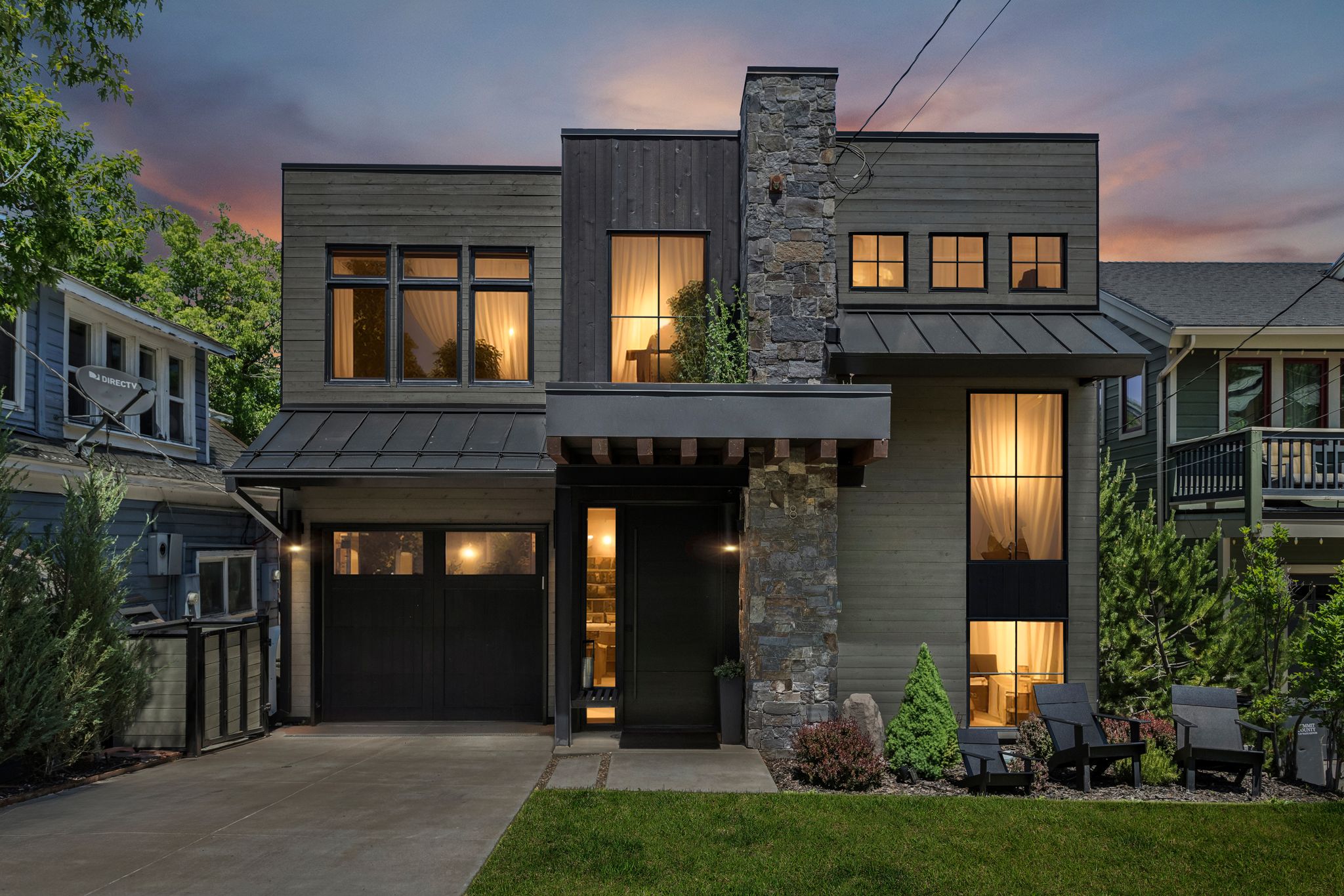 Mountain and Main at Old Town Park City during sunset