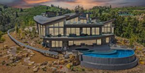 Mountainhead at Deer Valley, the iconic mansion featured in HBO's movie "Mountainhead" available for rent from Luxe Haus in Park City