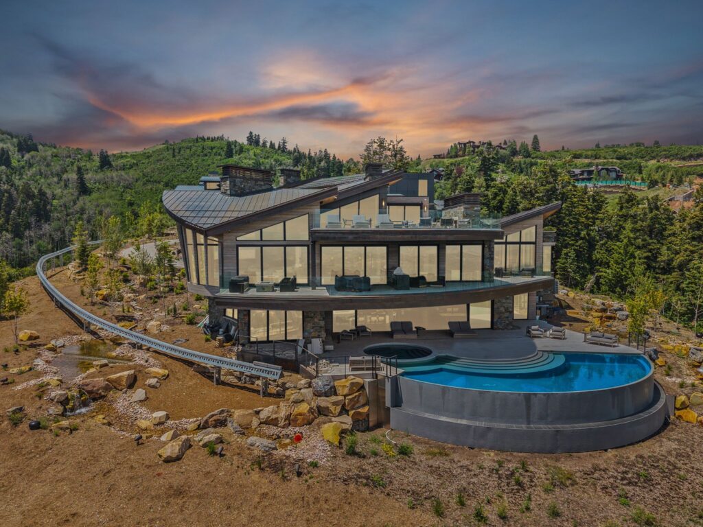 Mountainhead at Deer Valley, the iconic mansion featured in HBO's movie "Mountainhead" available for rent from Luxe Haus in Park City