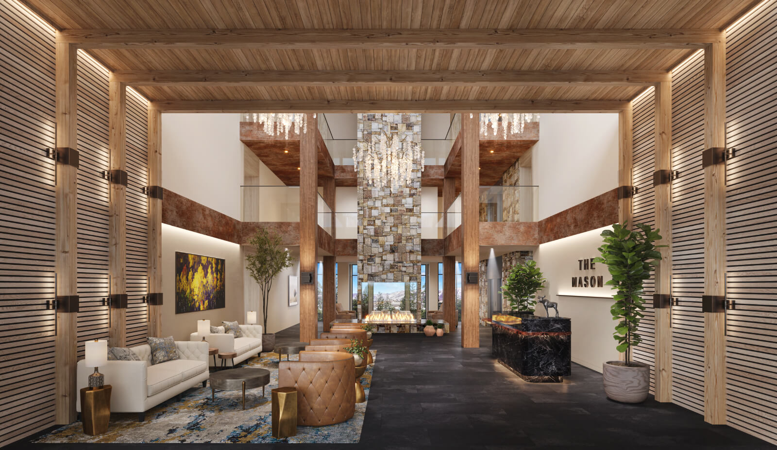 The new lobby at The Mason, a luxury condo development in Deer Valley