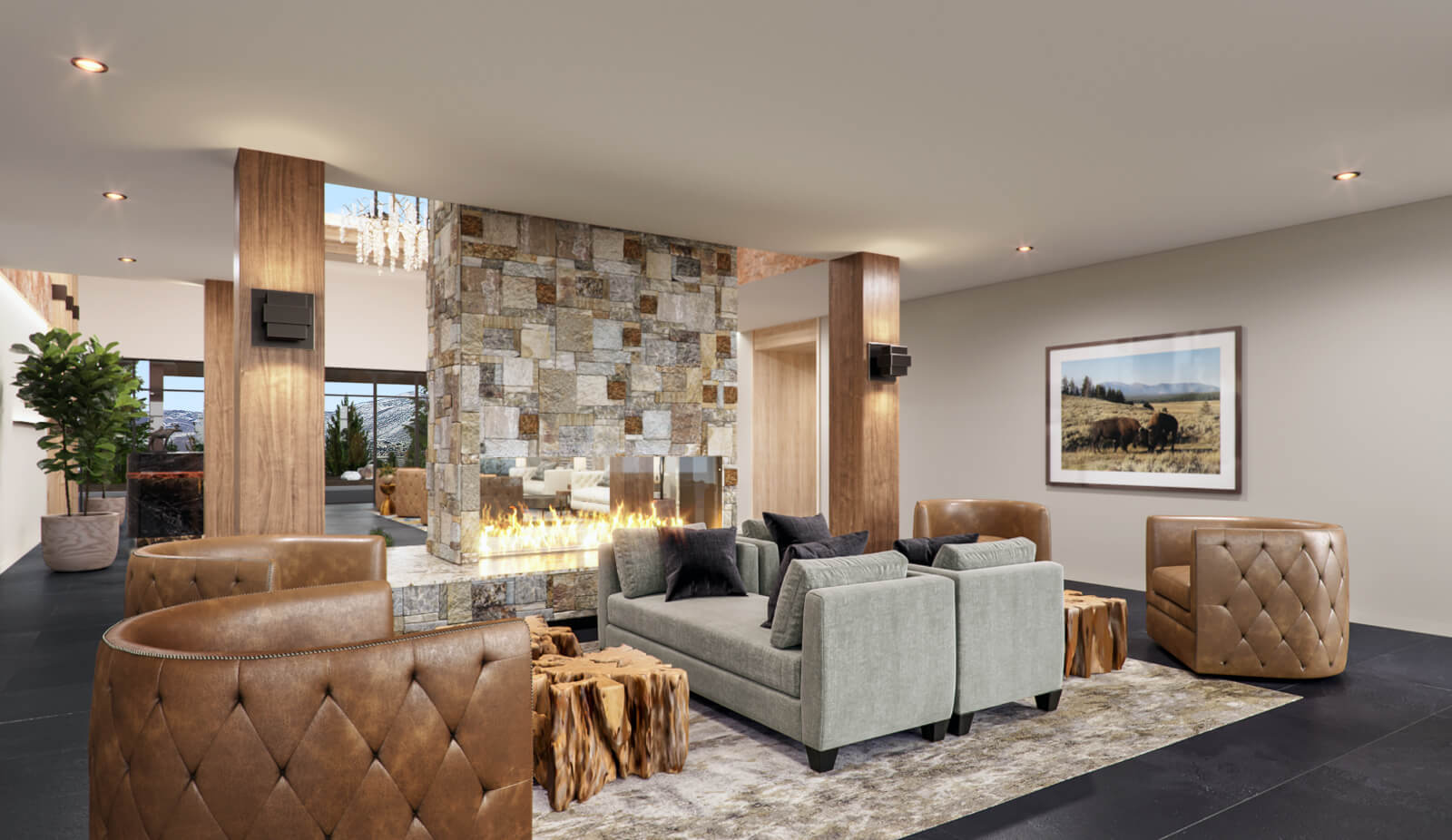 The new lobby at The Mason, a luxury condo development in Deer Valley