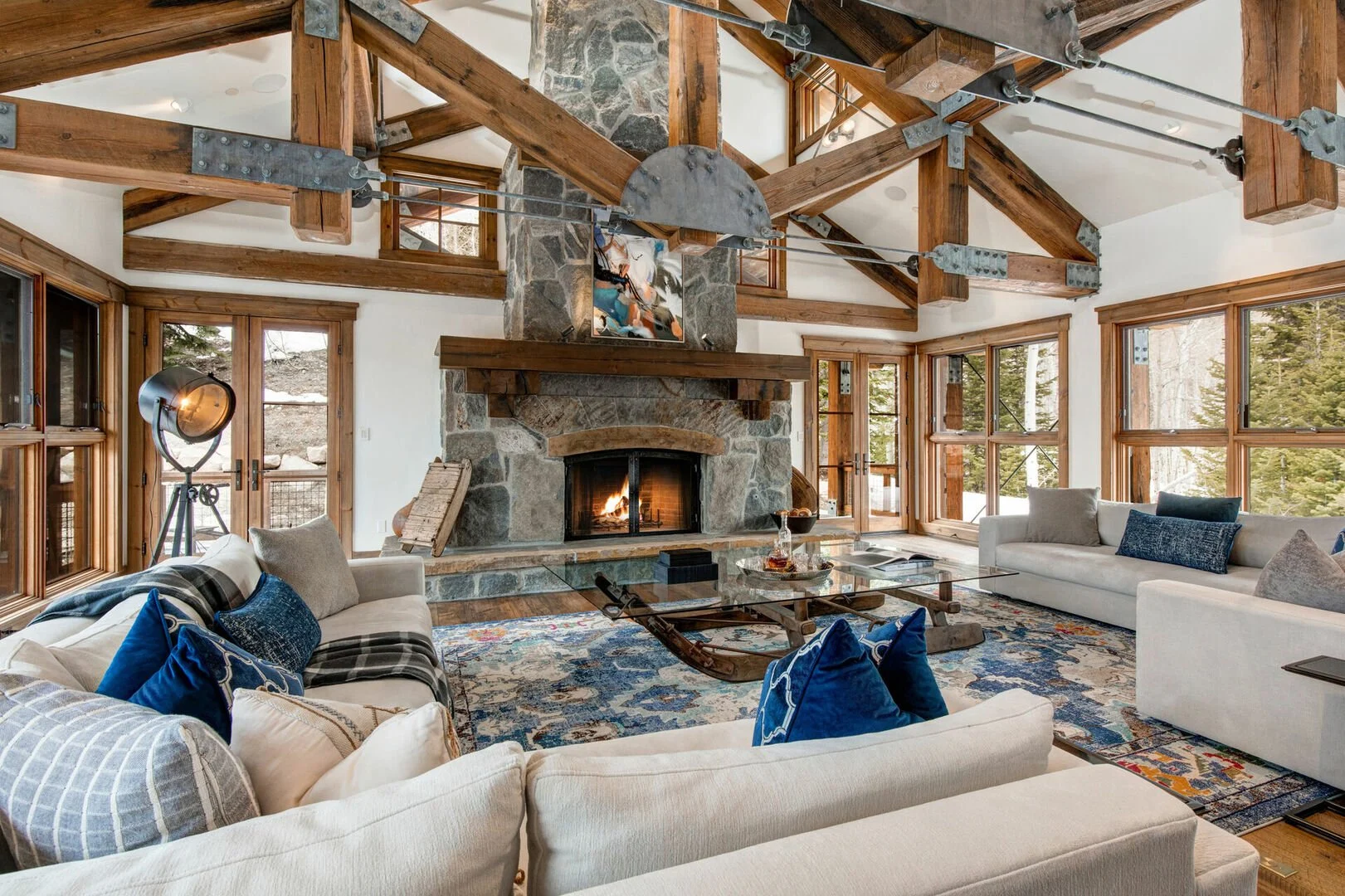 The luxurious living room at Talus Ridge in The Colony in park city managed by Luxe Haus