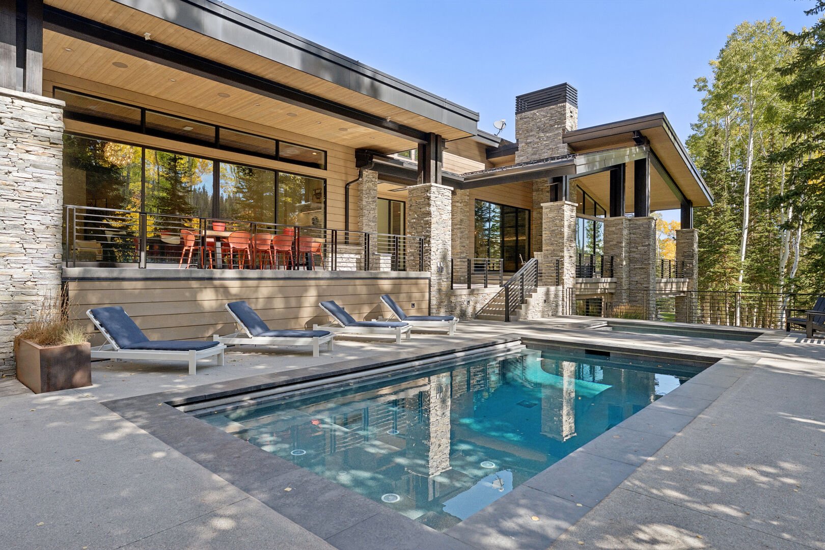 the pool and stunning patio area at All In in The Colony, a luxury estate by Luxe Haus the pool and stunning patio area at All In in The Colony, a luxury estate by Luxe Haus