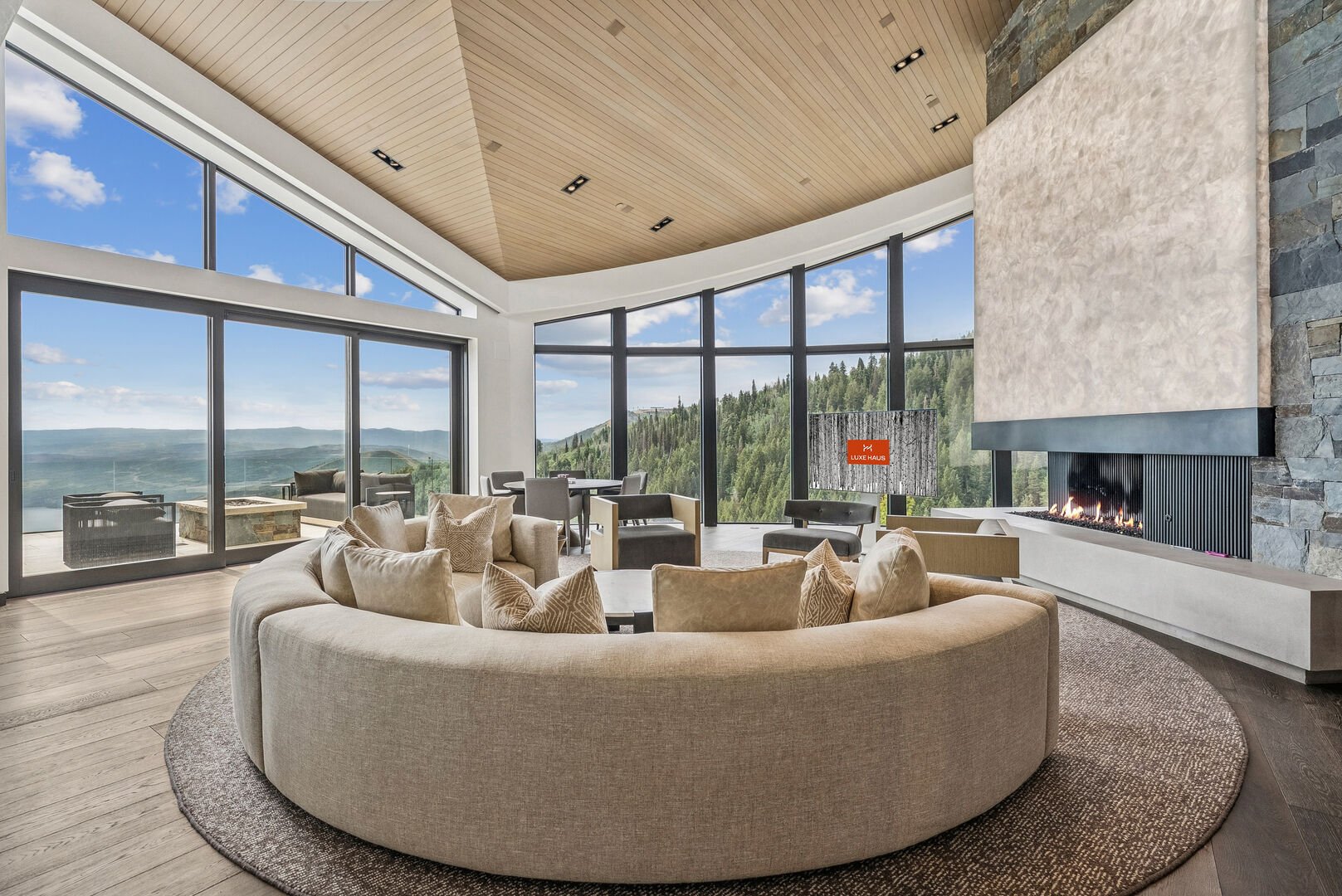 Living room at Mountainhead with views of Deer Valley