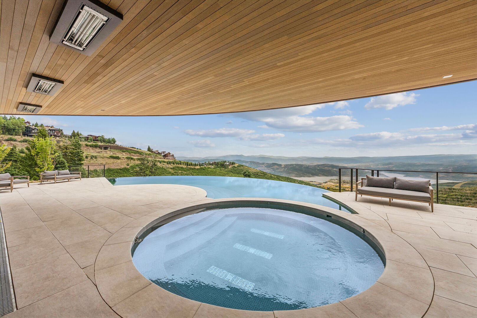 Stunning deer valley views from the pool and hot tub at Mountainhead in Deer Valley