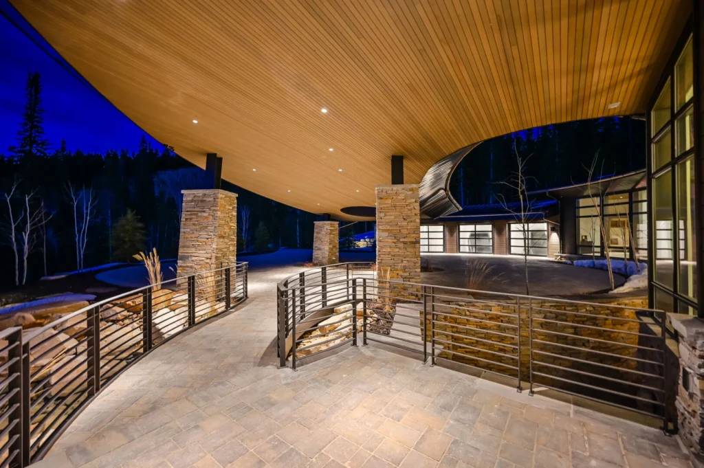 the patio at alpine opus in park city at twilight
