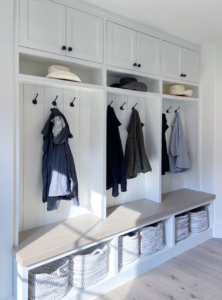 a well organized entryway closet