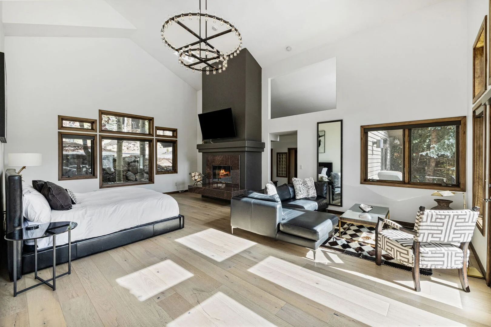 a modern and stylish bedroom inside Deer Valley Bliss