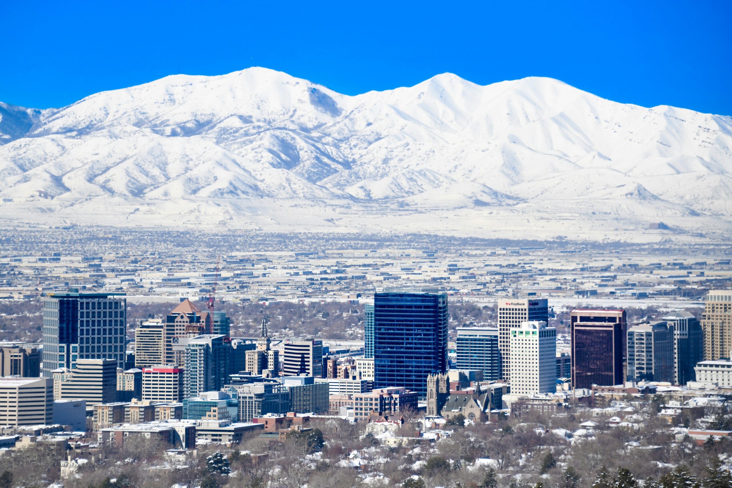 A photo of Salt Lake City’s skyline from the East Bench and upper Avenues of the city.